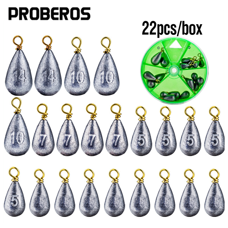 Tackle Box - 22 stuks/doos Vissinkers Druppelvormige Visgewichten Met