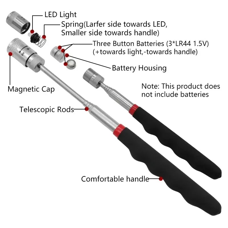 Telescopic Fishing Rod - Telescopische magnetische pen met LED-licht Uitschuifbare