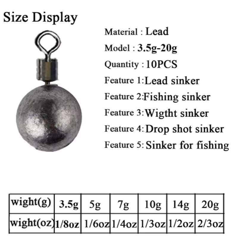 10 Stuks 5-20G Ronde Bal Lood  - Fishing Equipment On Sale recensie en prijs