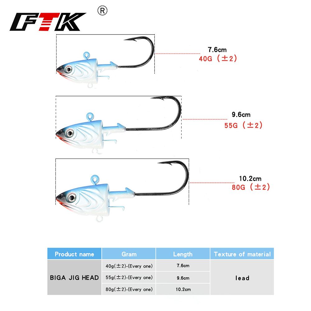 FTK 2PCS Jig Head Vishaak 40g  - Fishing Equipment Deals recensie en prijs